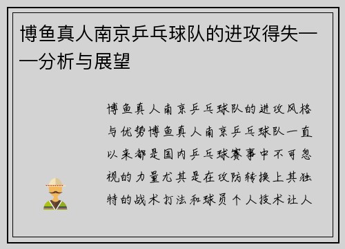 博鱼真人南京乒乓球队的进攻得失——分析与展望